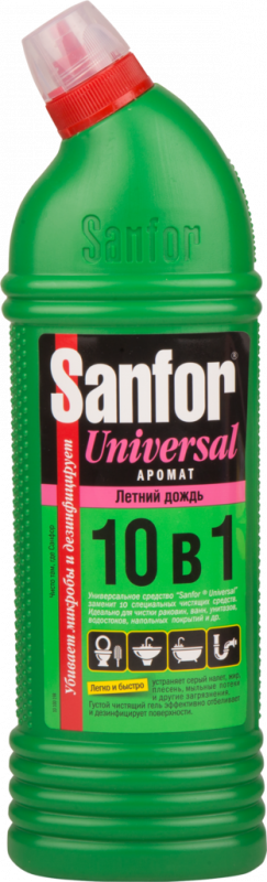 Средство для туалета, ванной и кухни SANFOR 10в1 Universal Летний Дождь, антимикробное с хлором, 1кг Средство для туалета, ванной и кухни SANFOR 10в1 Universal Летний Дождь, антимикробное с хлором, 1кг