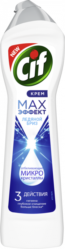 Средство для чистки CIF Крем Max эффект Глубокое и бережное очищение Ледяной бриз, 450мл