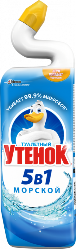 Средство для чистки унитаза ТУАЛЕТНЫЙ УТЕНОК 5в1 Морской, 900мл Средство для чистки унитаза ТУАЛЕТНЫЙ УТЕНОК 5в1 Морской, 900мл
