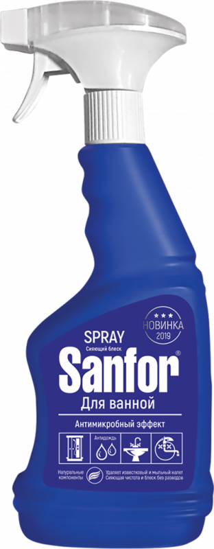 Спрей для чистки ванной комнаты SANFOR с эффектом антидождь, 750г Спрей для чистки ванной комнаты SANFOR с эффектом антидождь, 750г