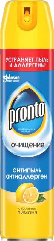 Полироль для мебели PRONTO Антипыль и антиаллерген, 250мл Полироль для мебели PRONTO Антипыль и антиаллерген, 250мл