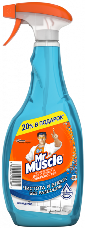 Средство для мытья стекол и других поверхностей МИСТЕР МУСКУЛ Профессионал, После дождя со спиртом, 750мл