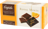 Шоколад темный CUPIDO Royal Orange Mints с мятной помадной начинкой и вкусом апельсина, 200г