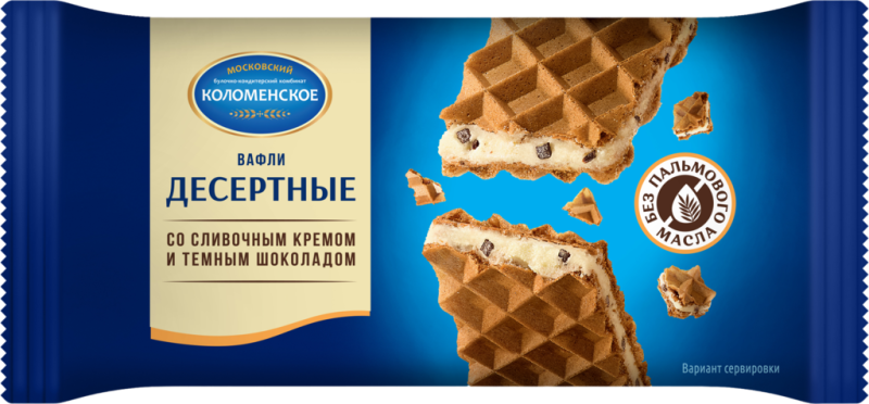 Вафли КОЛОМЕНСКОЕ со сливочным кремом и темным шоколадом, 104г Вафли КОЛОМЕНСКОЕ со сливочным кремом и темным шоколадом, 104г