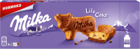Пирожное бисквитное MILKA Lila Cake двухслойное, с кусочками молочного шоколада и бисквит с какао, 140г