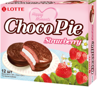 Печенье глазированное LOTTE Choco Pie со вкусом клубники, 336г