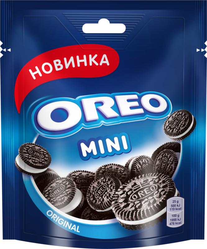 Печенье OREO Mini с какао и начинкой с ванильным вкусом, 100г Печенье OREO Mini с какао и начинкой с ванильным вкусом, 100г