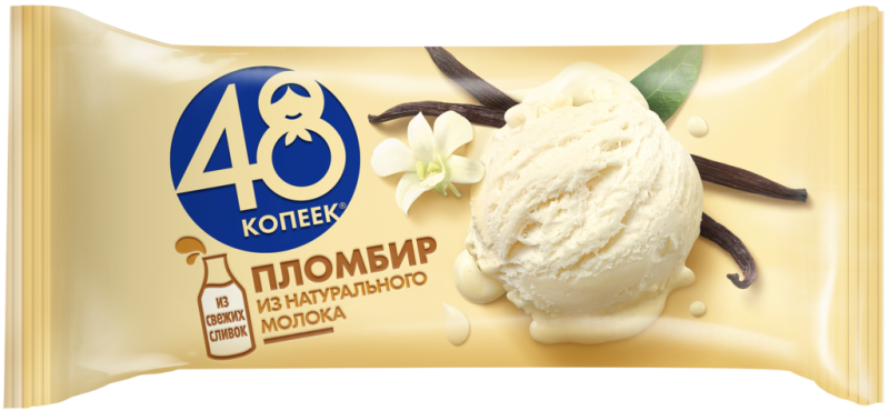 Мороженое 48 КОПЕЕК Пломбир без змж, брикет, 400мл Мороженое 48 КОПЕЕК Пломбир без змж, брикет, 400мл