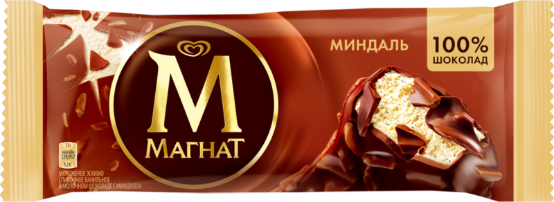 Мороженое МАГНАТ Миндаль, без змж, эскимо, 73г Мороженое МАГНАТ Миндаль, без змж, эскимо, 73г