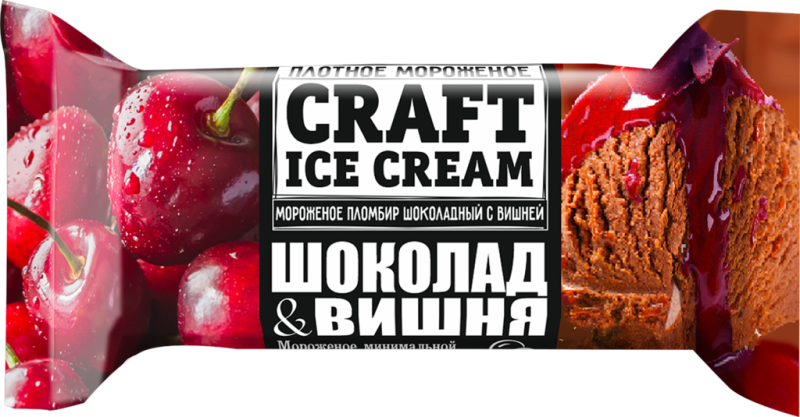 Мороженое CRAFT ICE CREAM Шоколад&вишня 12%, без змж, брикет, 200г Мороженое CRAFT ICE CREAM Шоколад&вишня 12%, без змж, брикет, 200г