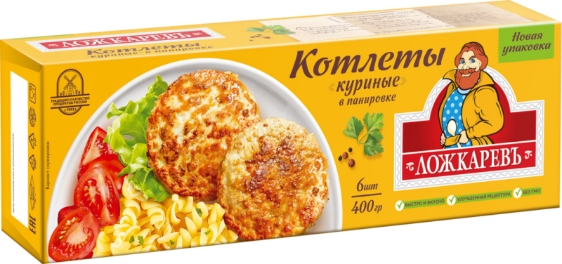 Котлеты ЛОЖКАРЕВЪ Куриные, 400г Котлеты ЛОЖКАРЕВЪ Куриные, 400г