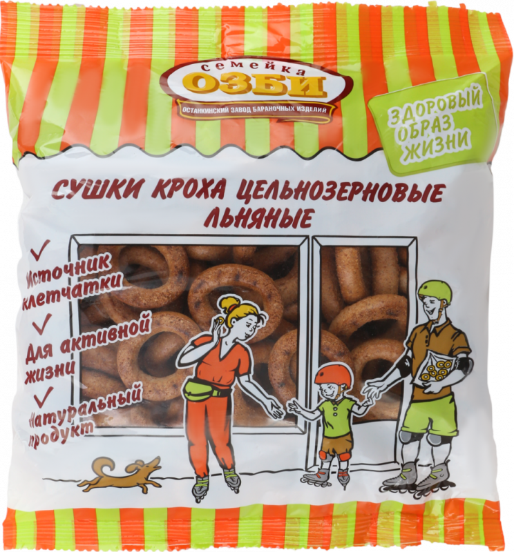 Сушки СЕМЕЙКА ОЗБИ Кроха цельнозерновые льняные, 200г