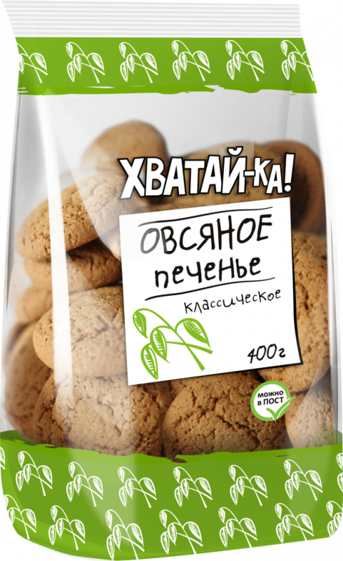 Печенье ХВАТАЙ-КА овсяное Классическое, 400г