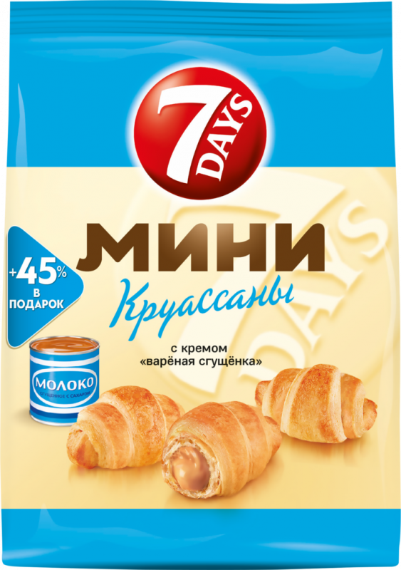 Мини-круассаны 7DAYS с кремом вареная сгущенка, 105г Мини-круассаны 7DAYS с кремом вареная сгущенка, 105г