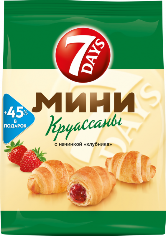Мини-круассаны 7DAYS с начинкой клубника, 105г Мини-круассаны 7DAYS с начинкой клубника, 105г