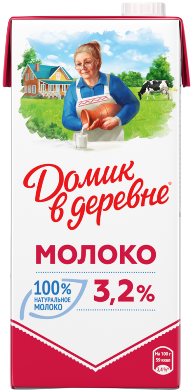 Молоко ультрапастеризованное ДОМИК В ДЕРЕВНЕ 3,2%, без змж, 950г Молоко ультрапастеризованное ДОМИК В ДЕРЕВНЕ 3,2%, без змж, 950г