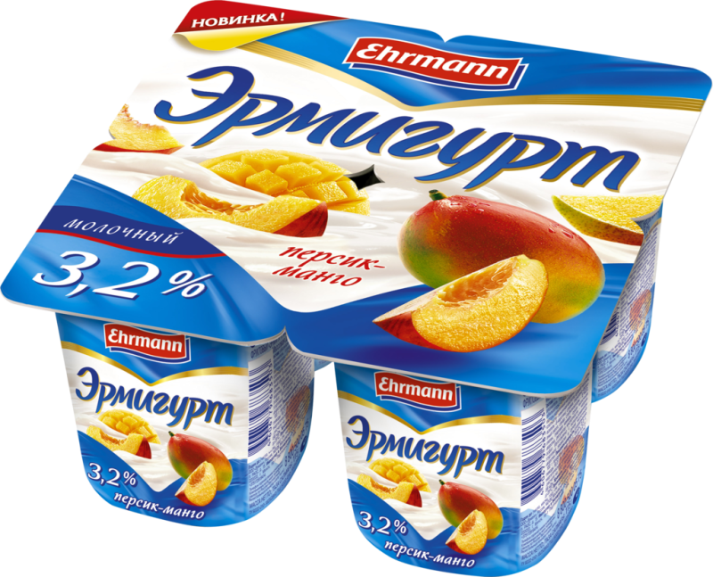 Продукт йогуртный EHRMANN Эрмигурт с персиком и манго 3,2%, без змж, 100г Продукт йогуртный EHRMANN Эрмигурт с персиком и манго 3,2%, без змж, 100г