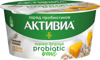 Биопродукт творожно-йогуртный АКТИВИА Манго, микс семян 3,5%, без змж, 135г