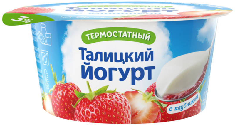 Йогурт ТАЛИЦКИЙ Клубника 3%, без змж, 125г Йогурт ТАЛИЦКИЙ Клубника 3%, без змж, 125г