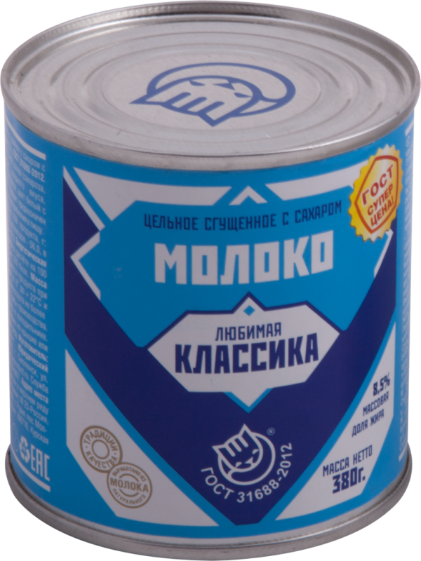Молоко сгущенное ЛЮБИМАЯ КЛАССИКА цельное с сахаром 8,5% без ЗМЖ, 380г Молоко сгущенное ЛЮБИМАЯ КЛАССИКА цельное с сахаром 8,5% без ЗМЖ, 380г