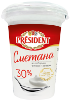 Сметана PRESIDENT 30%, без змж, 350г