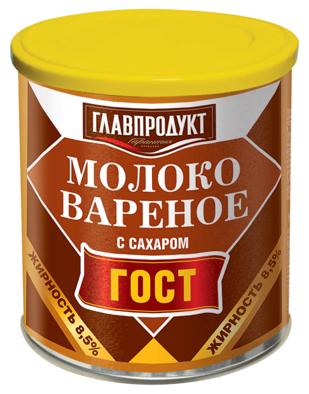 Молоко сгущенное ГЛАВПРОДУКТ вареное без ЗМЖ ГОСТ, 380г Молоко сгущенное ГЛАВПРОДУКТ вареное без ЗМЖ ГОСТ, 380г