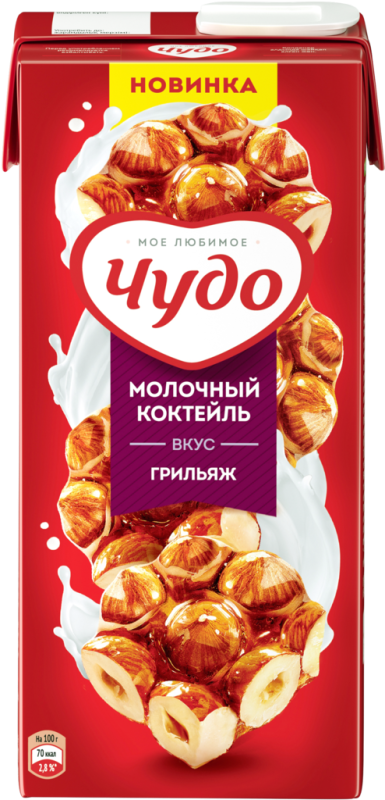 Коктейль молочный ЧУДО Грильяж 2%, без змж, 960г Коктейль молочный ЧУДО Грильяж 2%, без змж, 960г