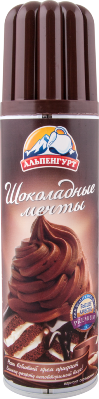 Крем взбитый АЛЬПЕНГУРТ Шоколадные мечты с какао сливочный 24%, без змж, 250г