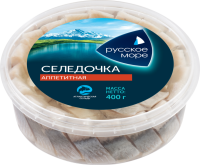 Сельдь РУССКОЕ МОРЕ Аппетитная, филе-кусочки в масле, 400г