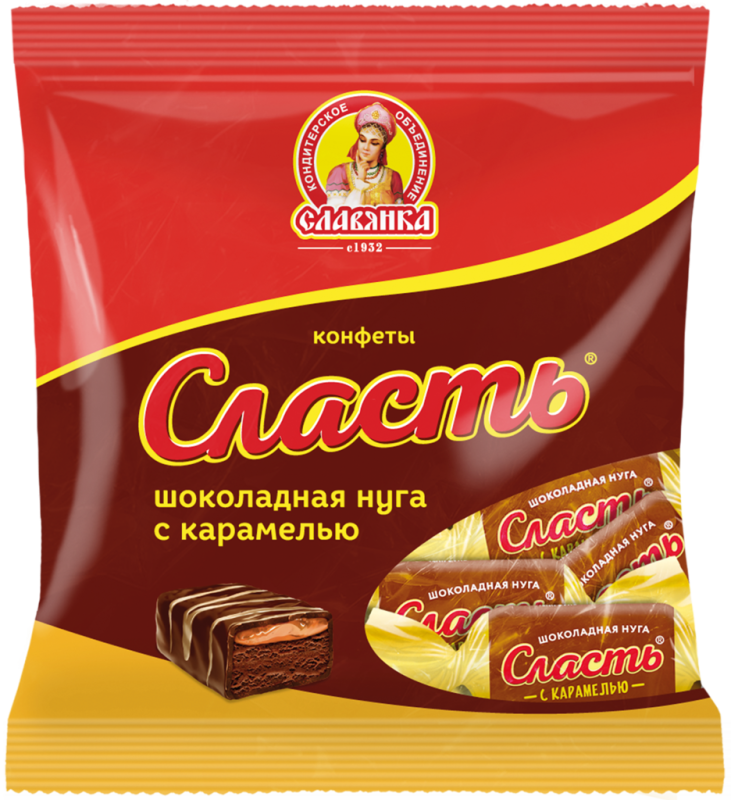 Конфеты СЛАВЯНКА Сласть шоколадная нуга с карамелью, 199г Конфеты СЛАВЯНКА Сласть шоколадная нуга с карамелью, 199г