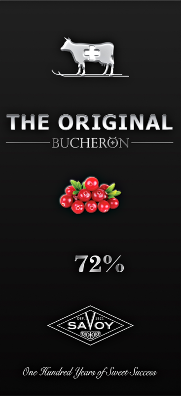 Шоколад горький BUCHERON The original с кусочками клюквы, 100г