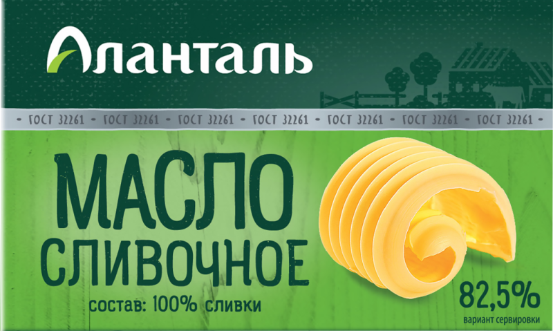 Масло сливочное АЛАНТАЛЬ Традиционное 82,5%, без змж, 180г Масло сливочное АЛАНТАЛЬ Традиционное 82,5%, без змж, 180г