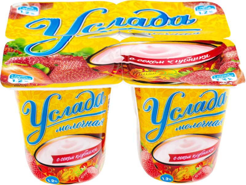 Продукт йогуртный EHRMANN Услада Клубника 1,2%, без змж, 95г Продукт йогуртный EHRMANN Услада Клубника 1,2%, без змж, 95г
