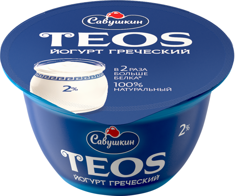 Йогурт TEOS Греческий 2%, без змж, 140г Йогурт TEOS Греческий 2%, без змж, 140г