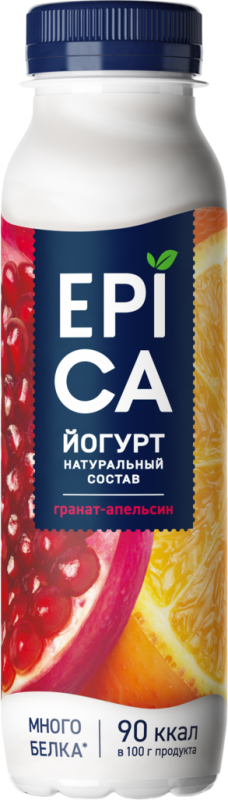 Йогурт питьевой EPICA с гранатом и апельсином 2,5%, без змж, 260г