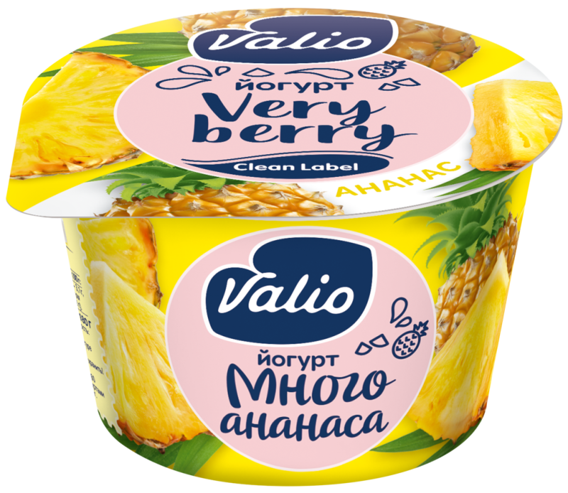 Йогурт VALIO с ананасом 2,6%, без змж, 180г Йогурт VALIO с ананасом 2,6%, без змж, 180г