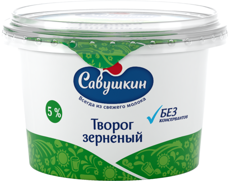 Творог зерненый САВУШКИН ПРОДУКТ 5%, без змж, 200г Творог зерненый САВУШКИН ПРОДУКТ 5%, без змж, 200г