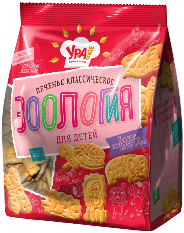 Печенье УРА! КОНДИТЕРЫ Зоология для детей затяжное, 400г
