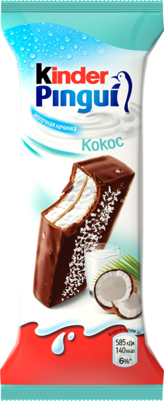 Пирожное бисквитное KINDER Pingui Кокос, 30г Пирожное бисквитное KINDER Pingui Кокос, 30г