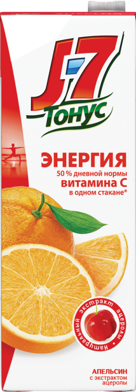Нектар J7 Тонус Апельсин с экстрактом ацеролы с мякотью, 1.45л