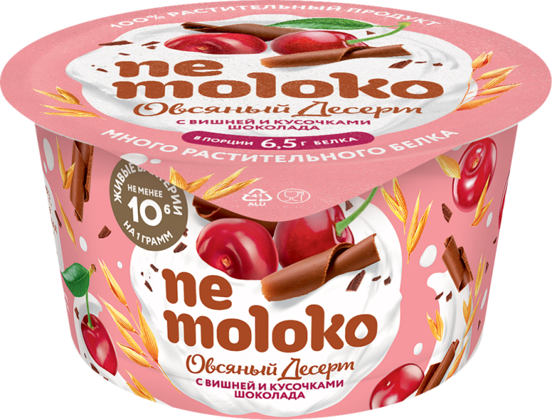 Продукт овсяный NEMOLOKO Десерт вишня кусочки шоколада Продукт овсяный NEMOLOKO Десерт вишня кусочки шоколада