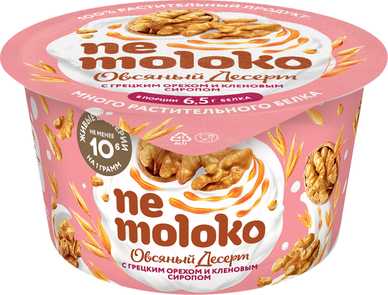 Продукт овсяный NEMOLOKO Десерт грецкий орех клен сироп Продукт овсяный NEMOLOKO Десерт грецкий орех клен сироп