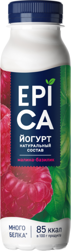 Йогурт питьевой EPICA с малиной и базиликом 2,5%, без змж, 260г Йогурт питьевой EPICA с малиной и базиликом 2,5%, без змж, 260г