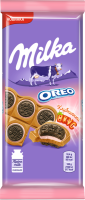 Шоколад молочный MILKA Орео с круглым печеньем и начинкой со вкусом клубники, 92г