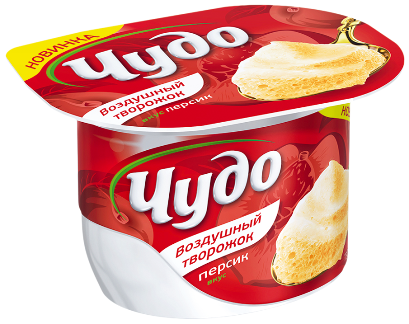 Десерт творожный ЧУДО Творожок Персик взбитый пастеризованный 5,8%, без змж, 85г