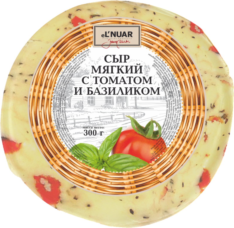 Сыр EL`NUAR мягкий Томат и базилик 45% в/у без змж