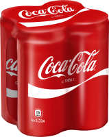 Напиток COCA-COLA сильногазированный, 4x0.33л
