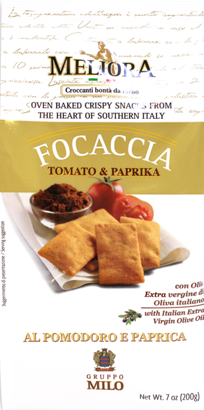 Крекер MELIORA Focaccia c томатом и паприкой, 200г Крекер MELIORA Focaccia c томатом и паприкой, 200г