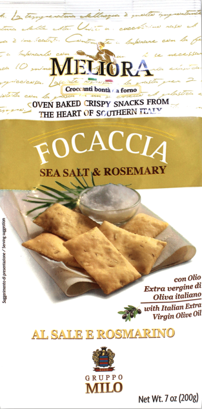Крекер MELIORA Focaccia c морской солью и розмарином, 200г
