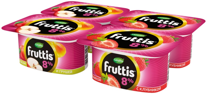 Продукт йогуртный FRUTTIS Суперэкстра Клубника/Яблоко, груша 8%, без змж, 115г Продукт йогуртный FRUTTIS Суперэкстра Клубника/Яблоко, груша 8%, без змж, 115г